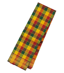 Multi Colour Handloom Korvai Kanchipuram Silk Saree With Silk Checks-KA13488