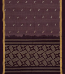 Chocolate Brown Woven Rasipuram Cotton Sari With Buttas-RA2612