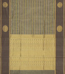 Taupe Handloom Silk Cotton Saree With Veldhari Stripes-SC4541