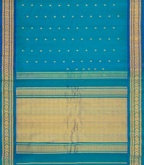 Turquoise Handloom Gadwal Silk Cotton Saree With Buttas-GA0379