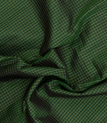 Green Handloom Kanchipuram 9 Yards Silk Saree With Zari Checks-KA15389