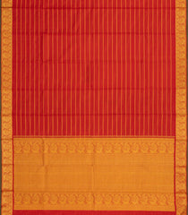 Crimson Handloom Kanchipuram Silk Saree With Zari Stripes-KA13667