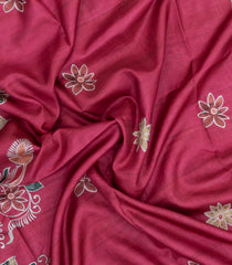 Pink Printed Synthetic Tussar Silk Saree With Contrast Border-SY0109