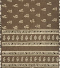 Dark Grey Woven Chirala Cotton Saree With Printed Floral Motifs & Selvage-CR1270