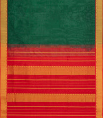 Dark Green Handloom Silk Cotton Saree With Contrast Border-SC4702