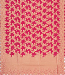 Peach Woven Viscose Saree With Floral Vine Motifs-BL6117