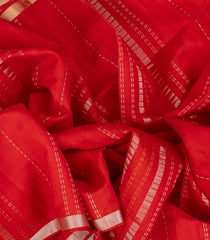 Red Handloom Soft Silk Saree With Stripes & Geometric Pallu-SO4230