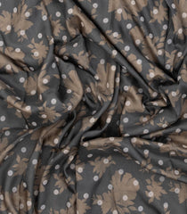 Grey Printed Synthetics Dola Silk Saree With Floral Motifs-BL5272