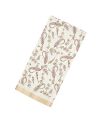 Cream Printed Synthetic Kotha Silk Saree With Zari Border-SY0042