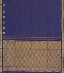 Dark Blue Handloom Kanchipuram Silk Saree With Vairaoosi Stripes & Buttas-KA13939