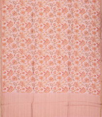 Baby Pink Handwoven Linen Saree Printed With Flower Motifs