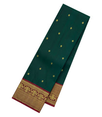 Dark Green Handloom Silk Saree With Gandaberunda Corner Buttas-KA15775