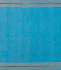 Sky Blue Handloom Bengal Cotton Saree With Floral Buttas-BG1674