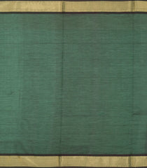 Bottle Green Handloom 9 Yards Silk Cotton Saree With Zari Checks & Buttas-SC3985