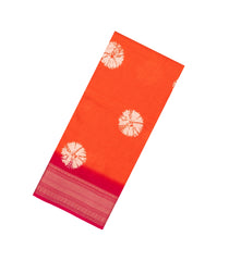 Orange Printed Synthetic Dola Silk Saree With Contrast Zari Border-BL5026