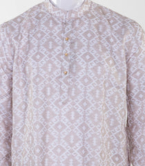 Beige Mid Length Kurta with ikat print -EW1101