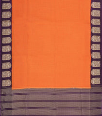 Orange Woven Blended Viscose Saree With Zari Checks & Contrast Border-BL5539