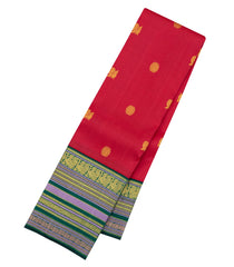 Red Handloom Korvai Kanchipuram Silk Saree With Buttas-KA15203