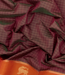 Dusty Pink Handloom Silk Cotton Saree With Zari Checks-SC4078