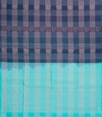 Steel Blue Handloom Soft Silk Saree With Checks & Contrast Pallu -SO4628