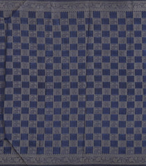 Midnight Blue Printed Synthetic Tussar With Contrast Zari Border-SY0297