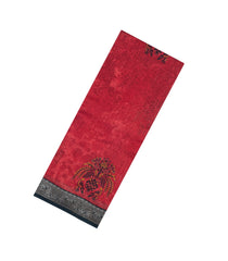 Red Printed Chanderi Cotton Saree With Contrast Zari Border-CC1674