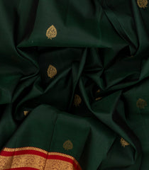 Bottle Green Handloom Kanchipuram Silk Saree With Floral Buttas-KA14109