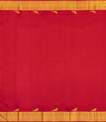Crimson Handloom Kanchipuram Silk Saree With Floral Zari Motifs-KA16163