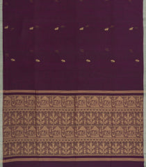 Brown Handloom Bengal Cotton Saree With Tribal Buttas-BG1982