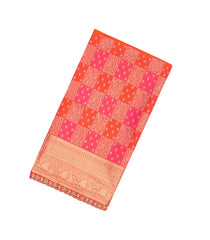 Pink & Peach Handloom Silk Saree With Bird Motifs & Hand Embroidered Selvage-EN1697