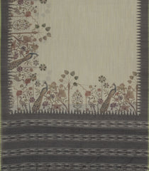 Taupe Printed Synthetic Linen Saree with Jhalar-BL5341