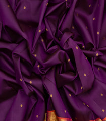 Dark Magenta Handloom Kanchipuram Silk Saree With Kamalam Buttas-KA12649
