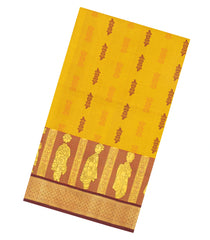 Oil Mustard Handloom Japanese Bijinga Silk Saree With Metallic Japanese Silhouette-KA16399