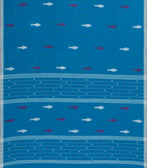 Sky Blue Woven Bengal Cotton Saree With Fish Buttas-BG1650