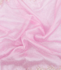 BubbleGum Pink Woven Pure Viscose Saree With Embroiderd Stone Work-EN2099
