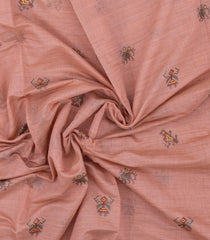 Dusty Pink Embroidered Synthetic Linen Saree With Elephant Motifs-SY0563