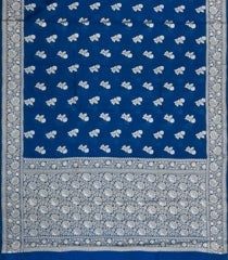 Blue Woven Dupion Silk Saree With Floral Buttas-DS0567