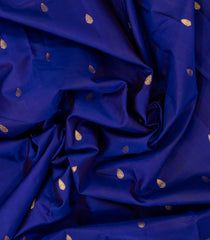 Blue Handloom Kanchipuram 9 Yards Silk Saree With Buttas & Contrast Border-KA13407