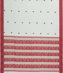 White Handwoven Bengal Cotton Saree With Diamond Buttas-BG1530