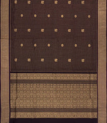 Black Handloom Silk Cotton Saree With Checks & Buttas-SC4246