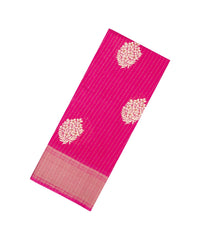 Hot Pink Printed Synthetic Dola Silk Saree With Motifs & Zari Stripes-SY0440