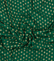 Green Handloom Banarasi Khaddi Georgette Silk Saree With Floral Motifs-BE1816