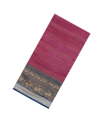 Magenta Printed Chanderi Cotton Saree With Zari Border-CC1532