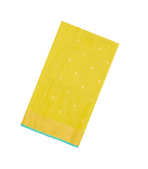 Yellow Handloom Maheswari Silk Cotton Saree With Buttas & Zari Border-SC4878
