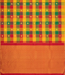 Multi Colour Handloom Kanchipuram Silk Saree With Checks & Buttas-KA16435