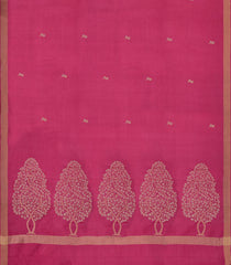 Pink Woven Tussar Silk Saree With Floral Motifs-TU3261