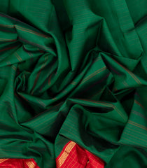 Dark Green Handloom Soft Silk Saree With Contrast Ganga Jamuna Border-SO4277