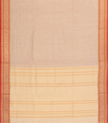 Taupe Handloom Silk Cotton Saree With Checks & Dots-SC4081