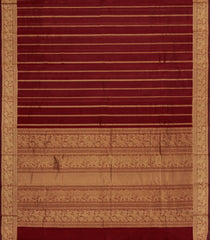 Maroon Handloom Kanchi Cotton Saree With Zari Stripes-KC1815