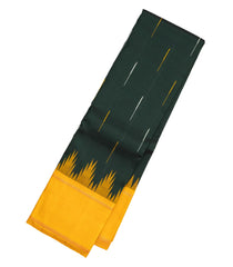Bottle Green Handloom Korvai Kanchipuram Silk Saree With Raindrop Buttas-KA13032